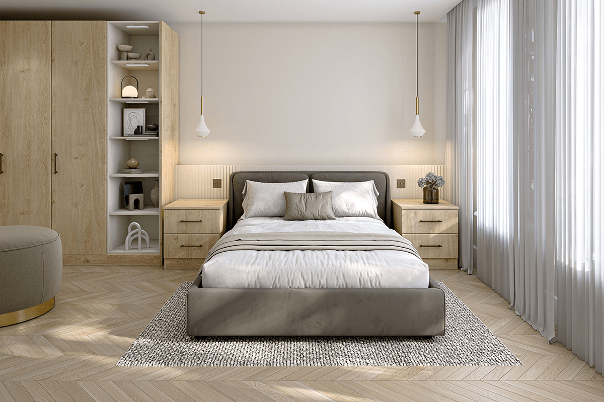 Unity Natural Davos Oak and Supermatt Taupe Grey